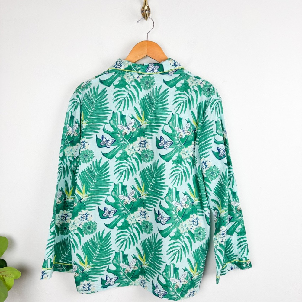 The Mahogany Store Green Leaf Print Cotton Pajama Set - Picture 3 of 10